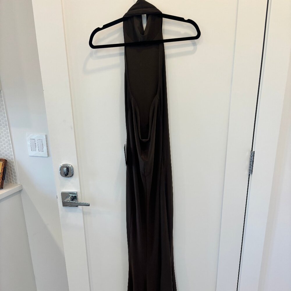 Norma Kamali Halter Turtle Fishtail Gown NWT - Picture 8 of 8